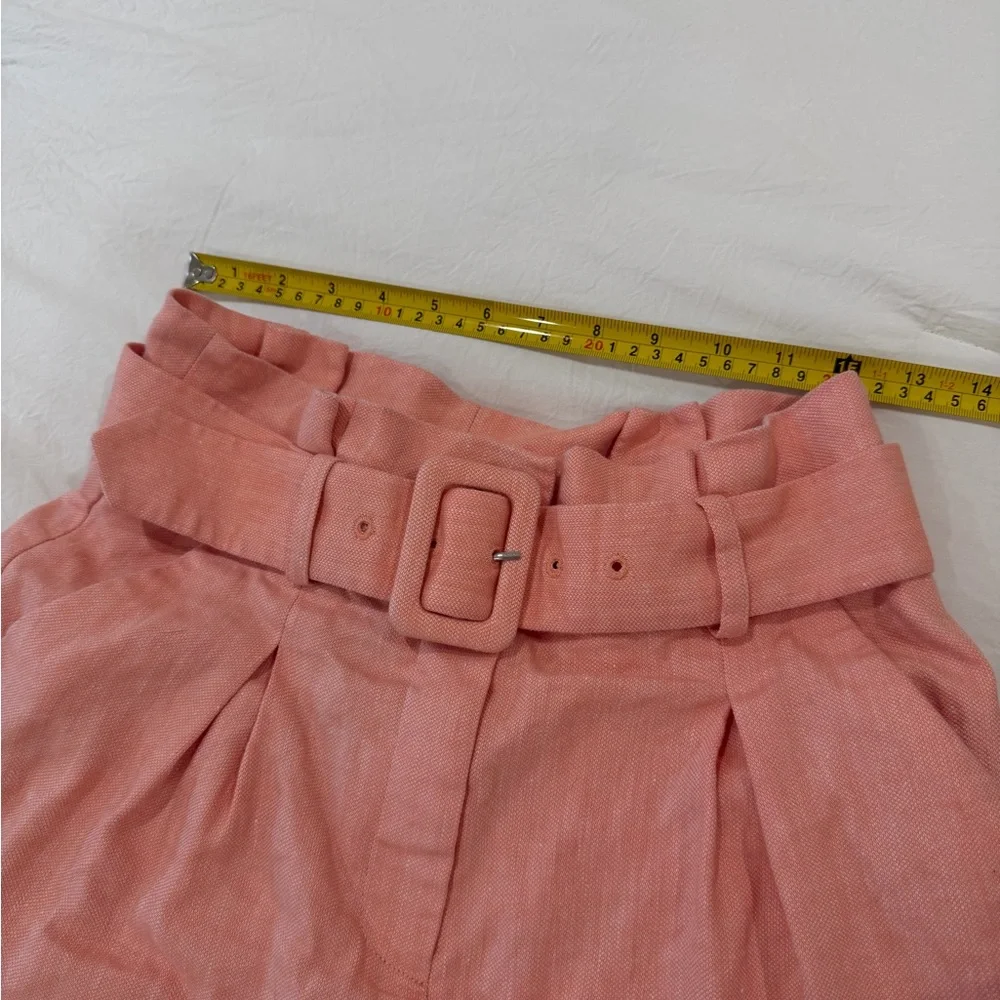 Veronica Beard Coral Linen Shorts with Belt - Picture 10 of 11